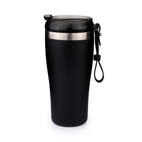 vacuum insulated mug with leather handle