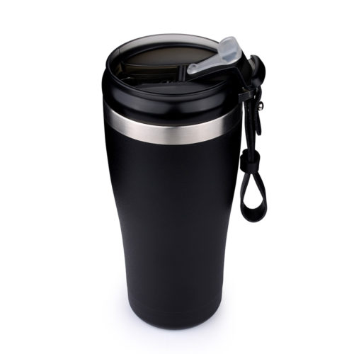 vacuum insulated mug with leather handle