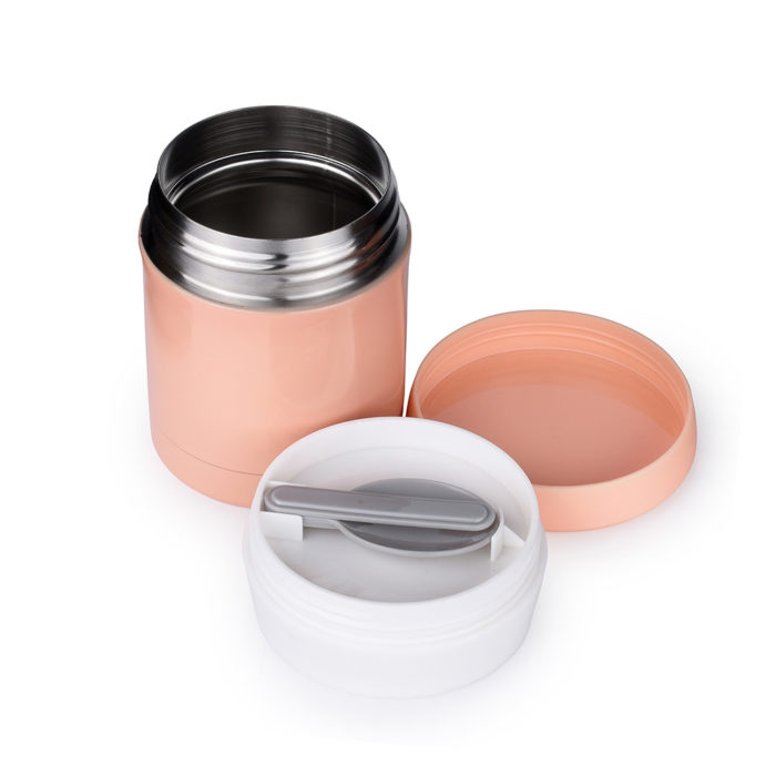 vacuum insulated stainless steel food jar with spoon