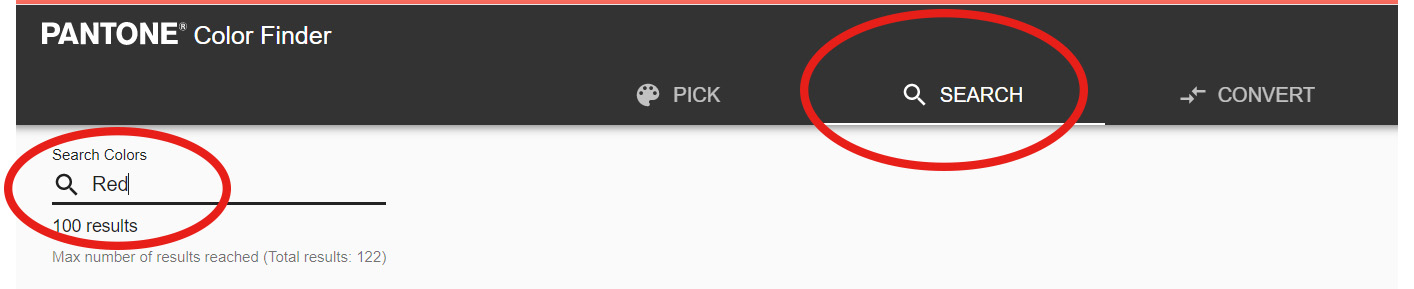 search 1 Pantone Color inquiry