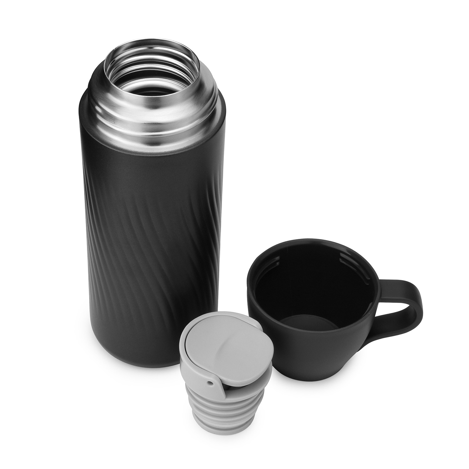 Insulated Compact Stainless Steel Beverage Bottle with Storage Cup Cap