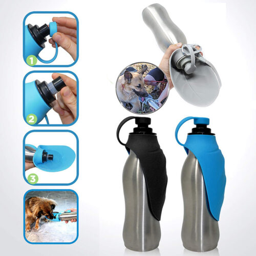 Insulated Dog Water Bottle Stainless Steel Portable Dispenser Cup
