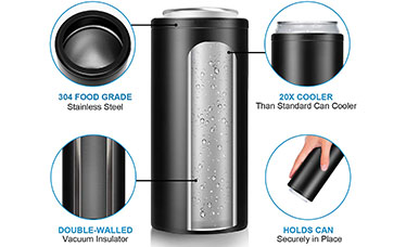 Koozie-stainless steel vacuum insulated beer can cooler manufacturer  supplier - Ecoway Houseware