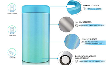  double wall vacuum insulated stainless steel can cooler