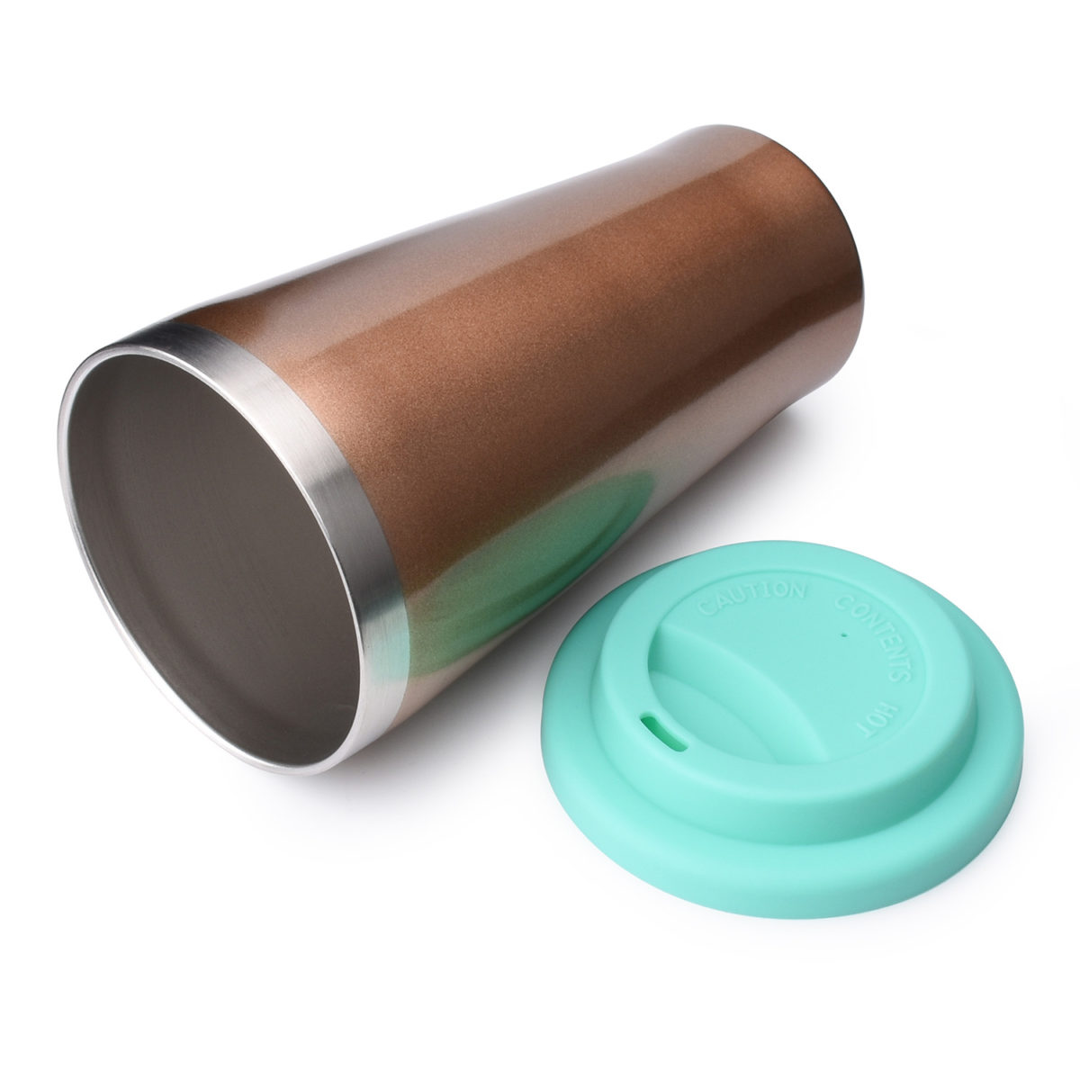 stainless steel mug with silicon lid