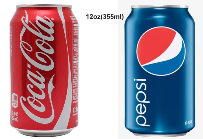 12 oz pepsi cola and coco cola