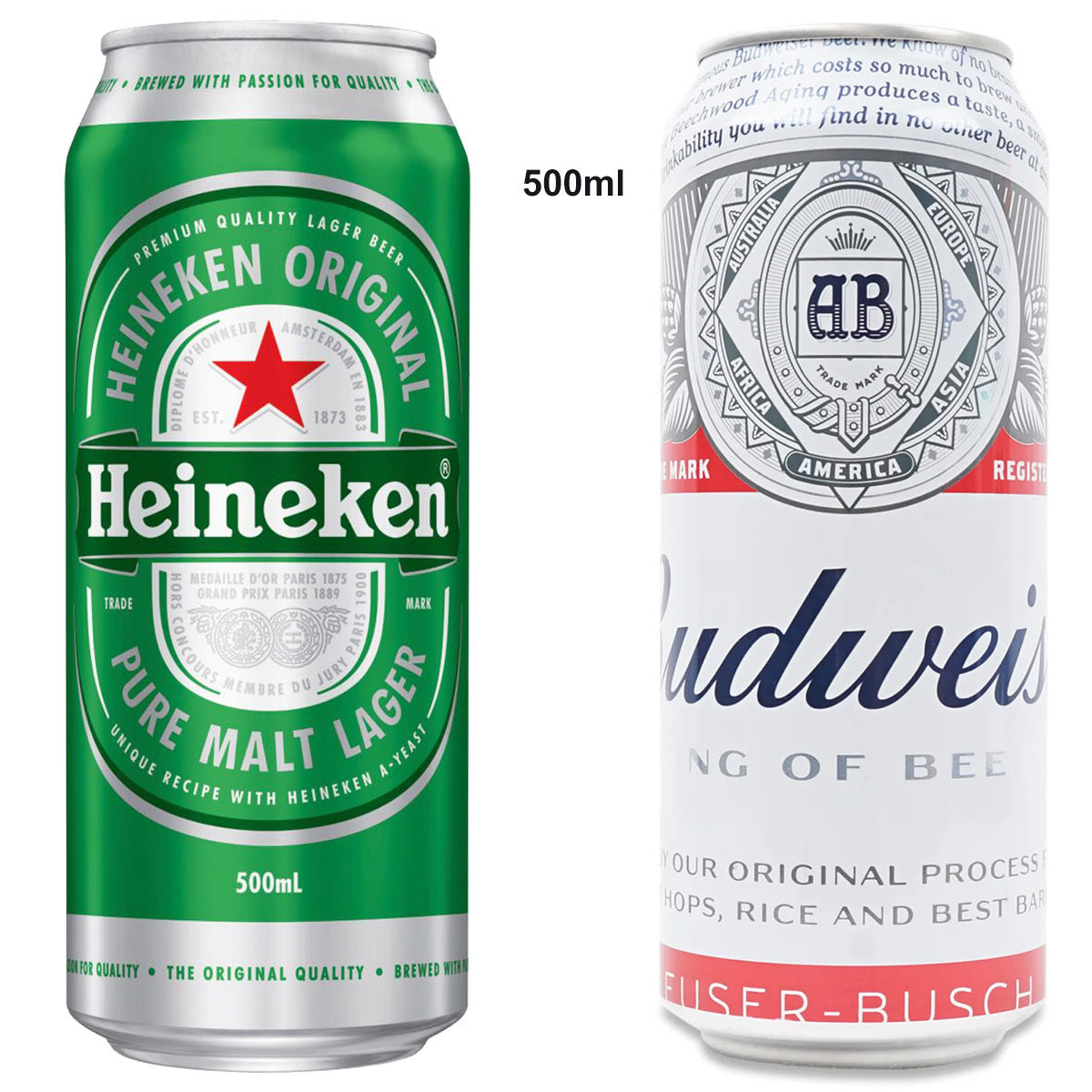 Heineken Budweiser 500ml beer