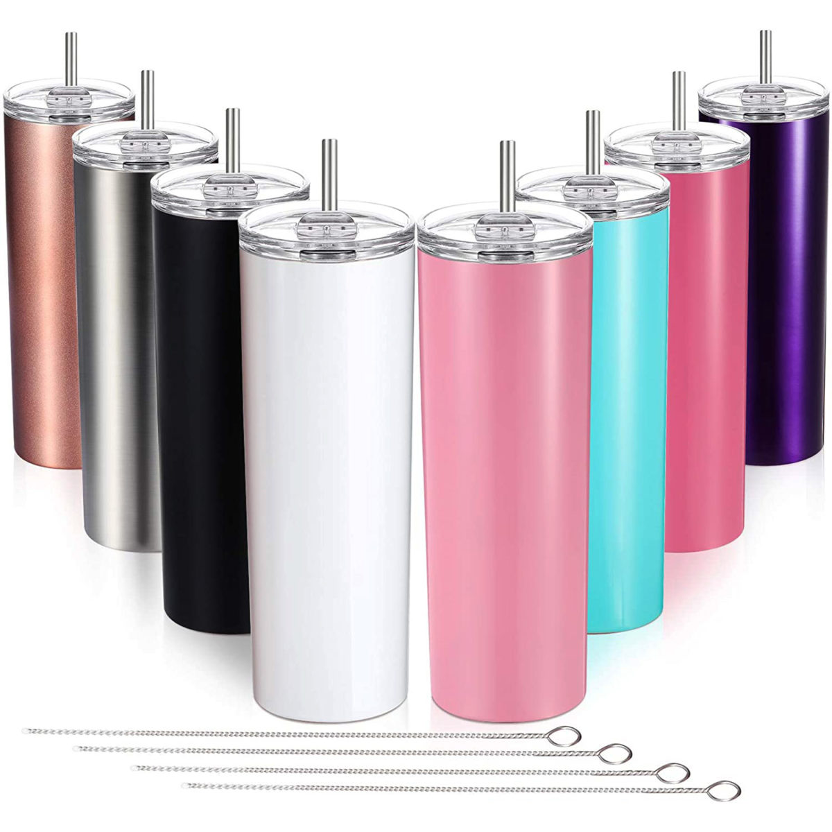 Wholesale Stainless Steel Skinny Tumbler with Lid and Straw - OrcaFlask