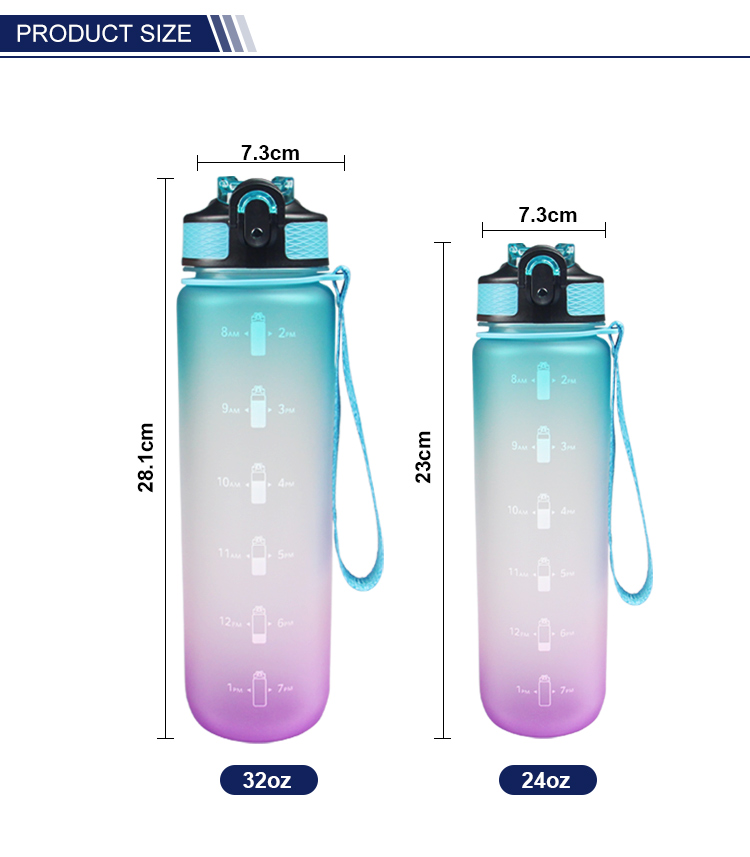  Water Bottle with Measurements Sports Water Bottle