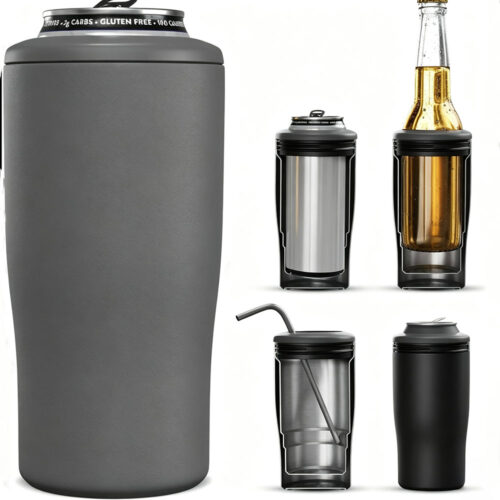 4-in-1 Insulated Bottle Can Cooler Fits 12 oz Slim Cans Stainless Steel Koozie wholesale