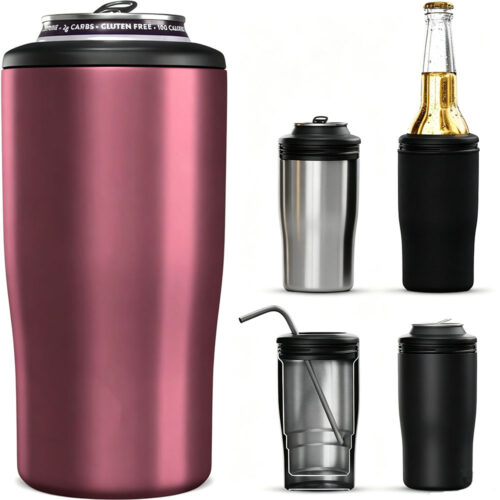 4-in-1 Insulated Bottle Can Cooler Fits 12 oz Slim Cans Stainless Steel Koozie custom