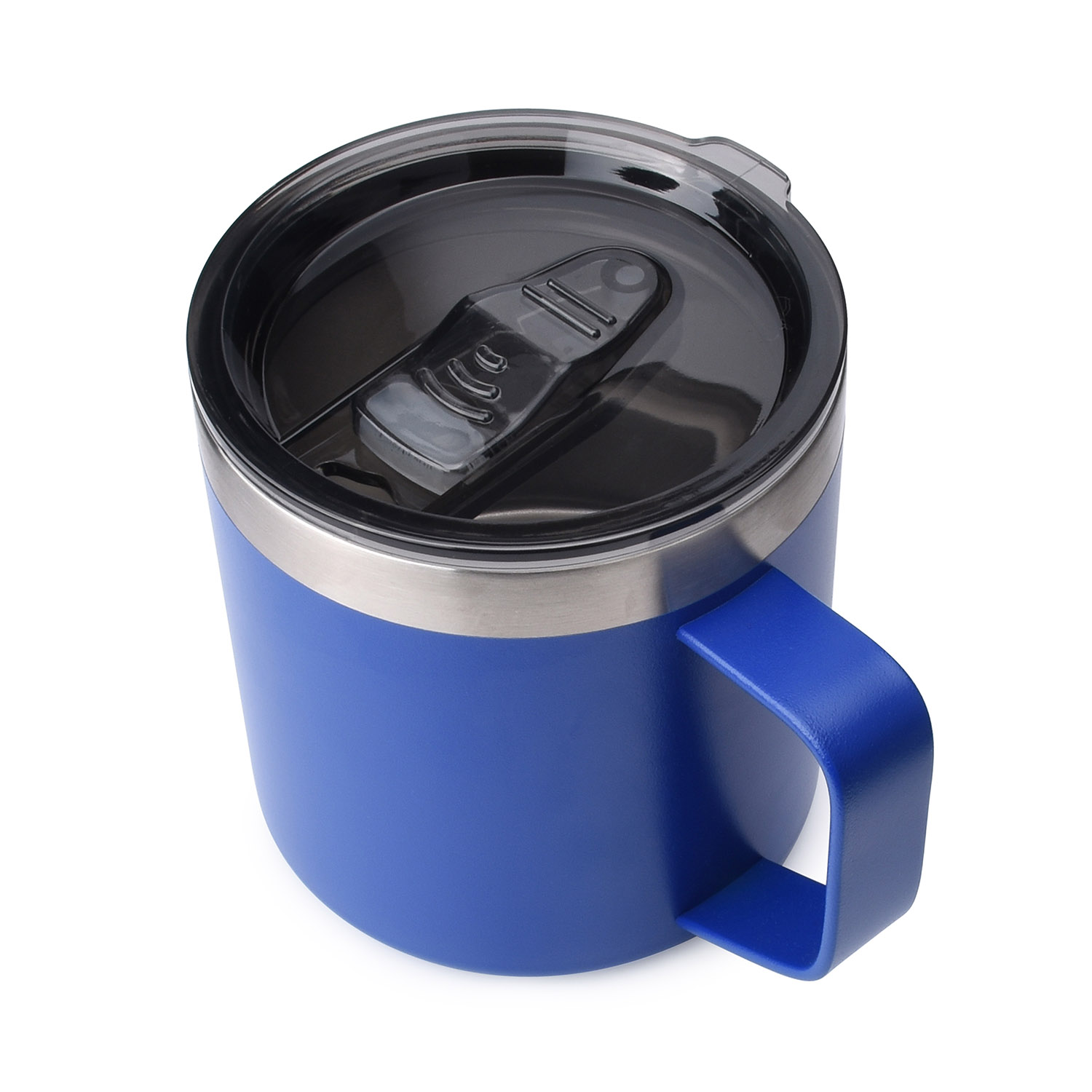 14oz Coffee Mug With Sliding Lid - Powder Coated Navy Blue & Wine Red