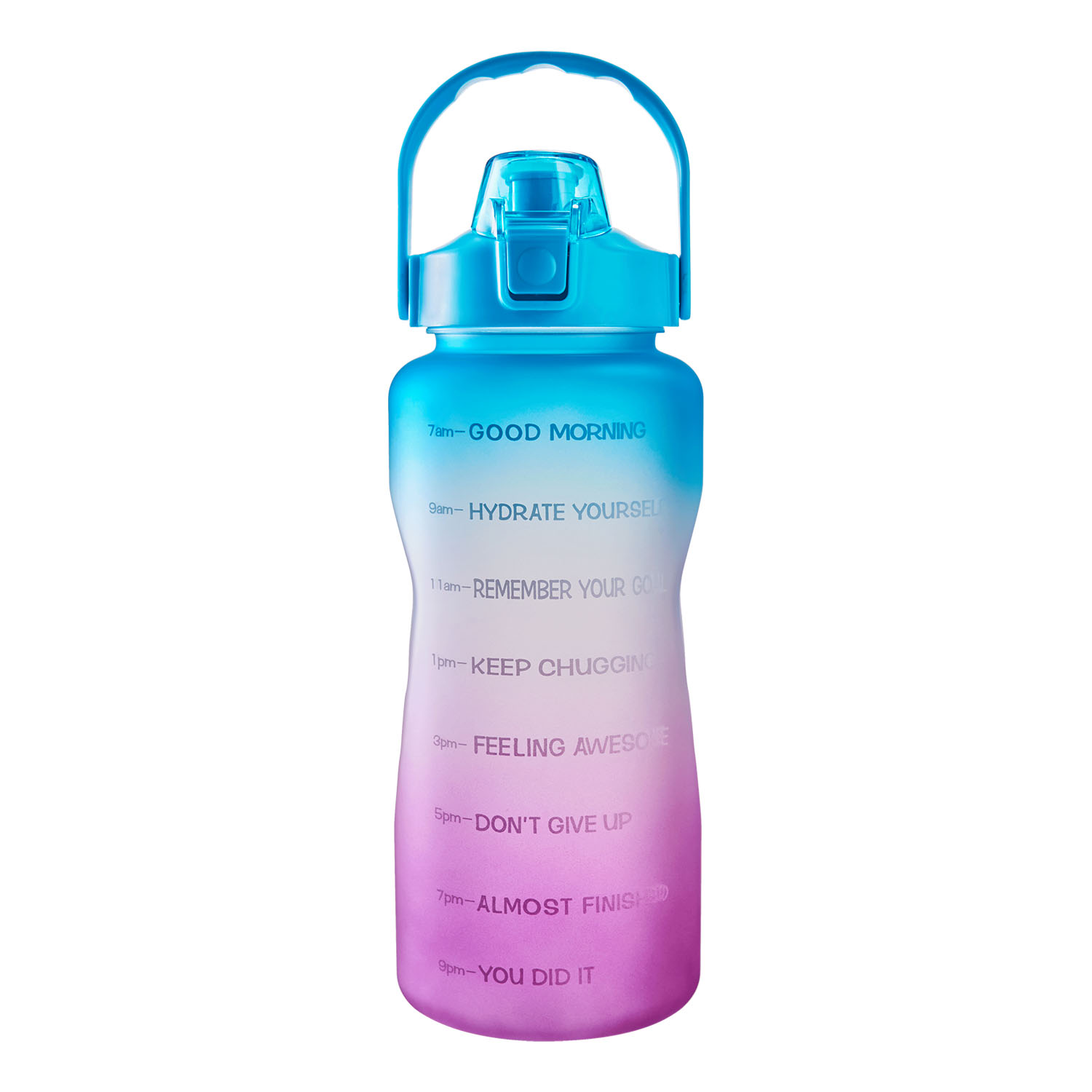 2L Outdoor Sports Half Gallon 64 OZ Water Bottle with Straw Time Marker  BPA-Free