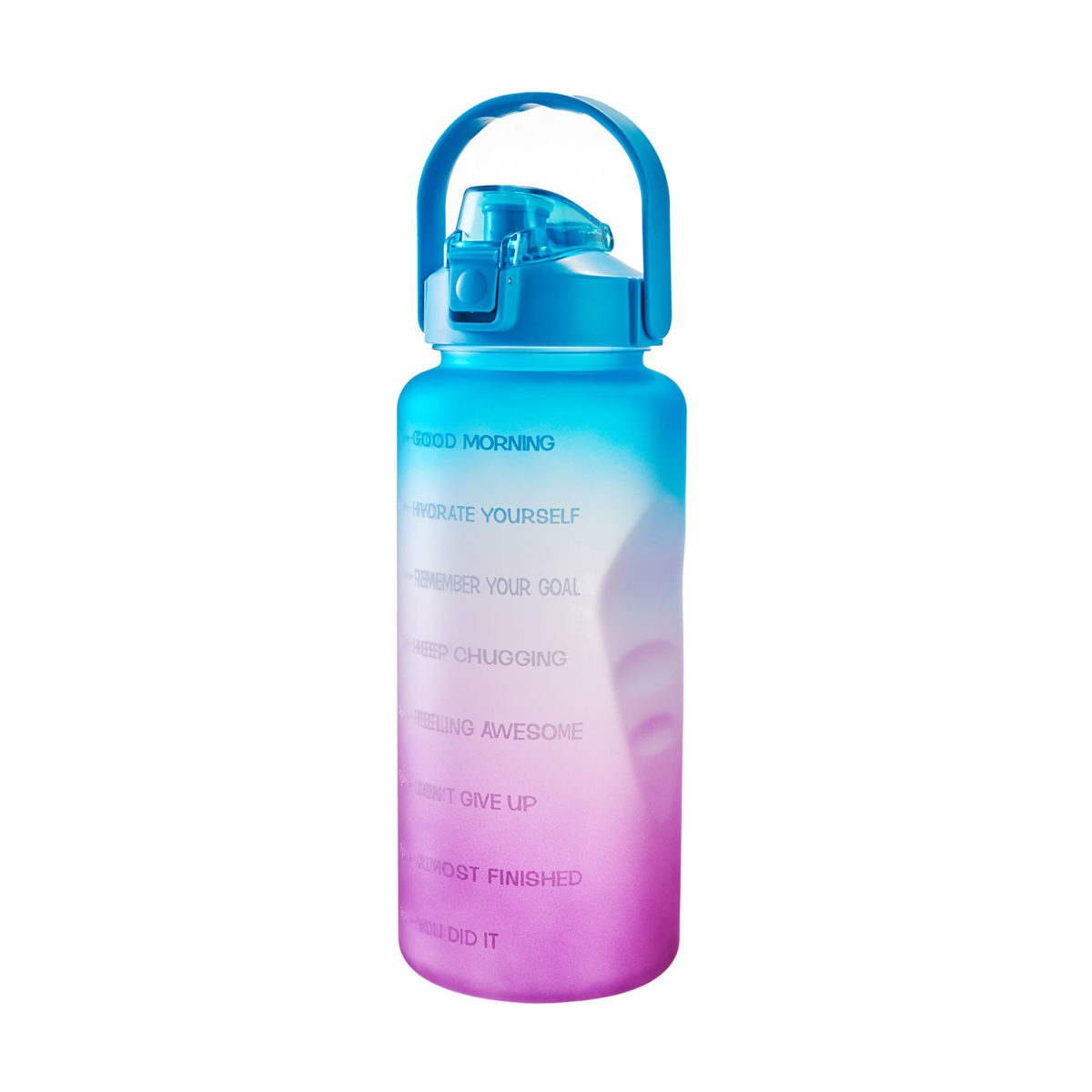 half gallon 64oz wide mouth water bottle with time marker and straw