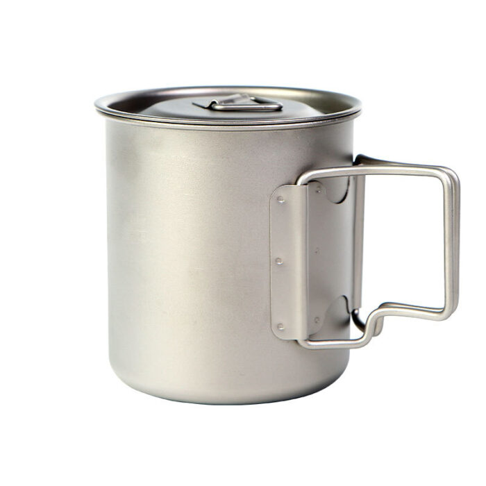 Titanium Cup Camping Mug Cup with Foldable Handle Single Wall OEM Factory