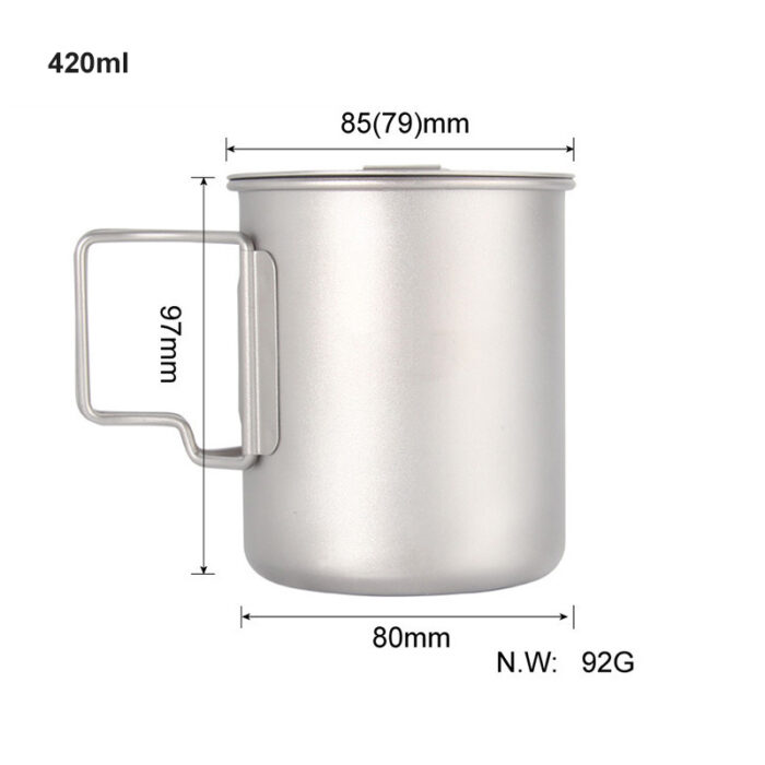 custom logo Titanium Cup Camping Mug Cup with Foldable Handle