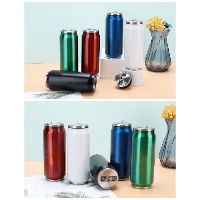 Stainless Steel Can with Reusable Straw