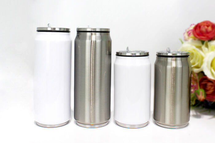 Stainless Steel White Tumbler with Reusable Straw