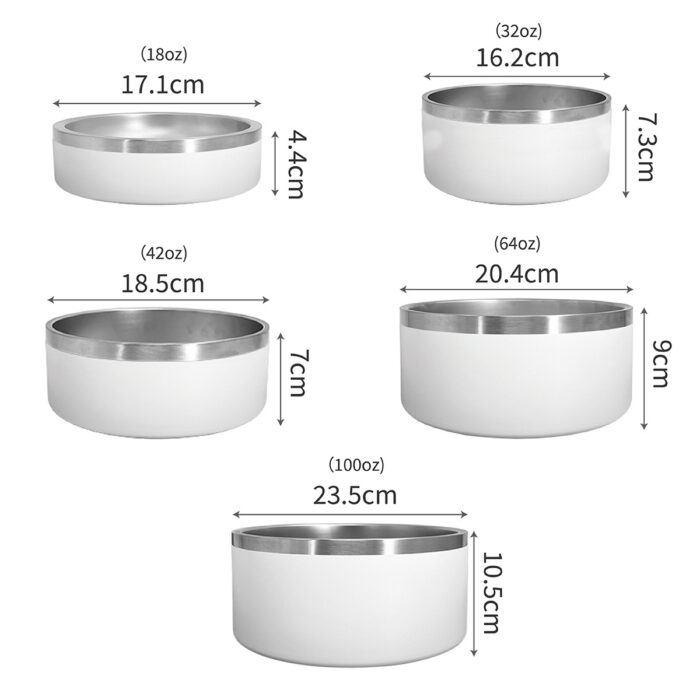 stainless steel double walled dog pet bowl dimension