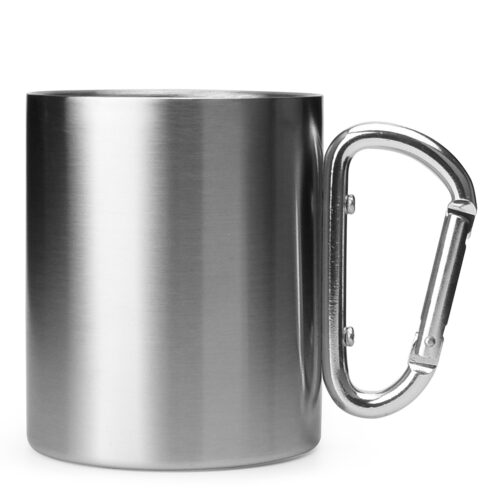 Stainless Steel Thermos Cup Mug with Carabiner Handle Outdoor Camping Hiking Climbing