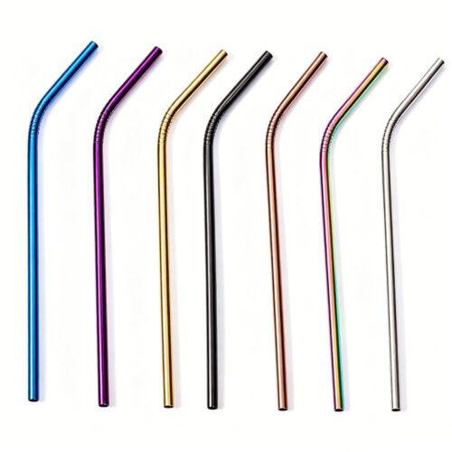 Reusable Colorful Rainbow Stainless Steel Drinking Straw Portable multiple colors