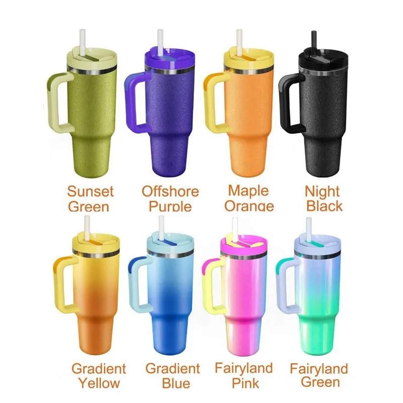 Wholesale 40oz Tumbler with Handle Straw Lid Insulated Stainless