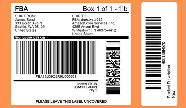 Amazon FBA labels for water bottle