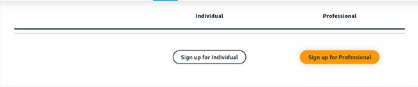 Selecting plans – Individual or Professional Selecting plans - Individual or Professional