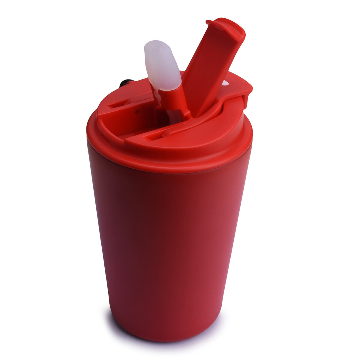Insulated Coffee Cup With Straw Lid And Strap Stainless Steel Travel Mug