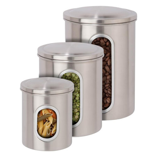  3-piece steel canister set for storage -2