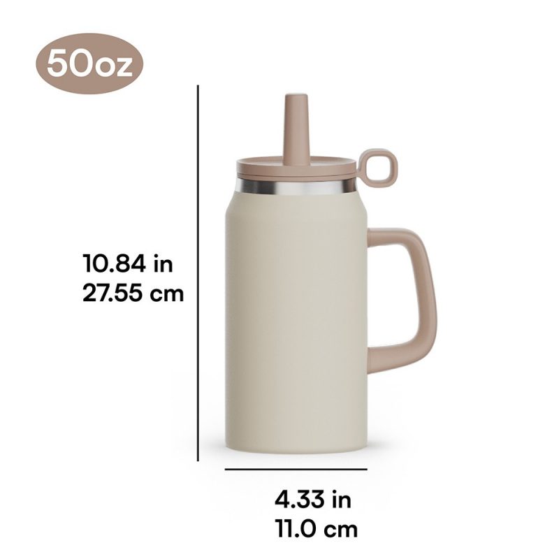 Silicone Straw Water Tumbler Handle Car Wide Mouth 304 Stainless Steel 