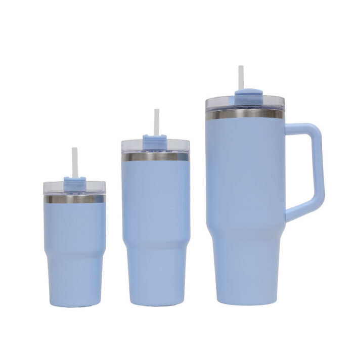 Stainless Steel Insulated Tumbler with Straw & Handle Kids Water Bottle for Sports Outdoor