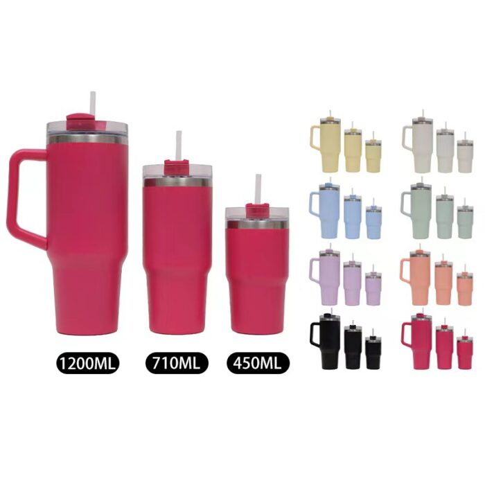 Stainless Steel Insulated Tumbler with Straw & Handle Kids Water Bottle for Sports Outdoor