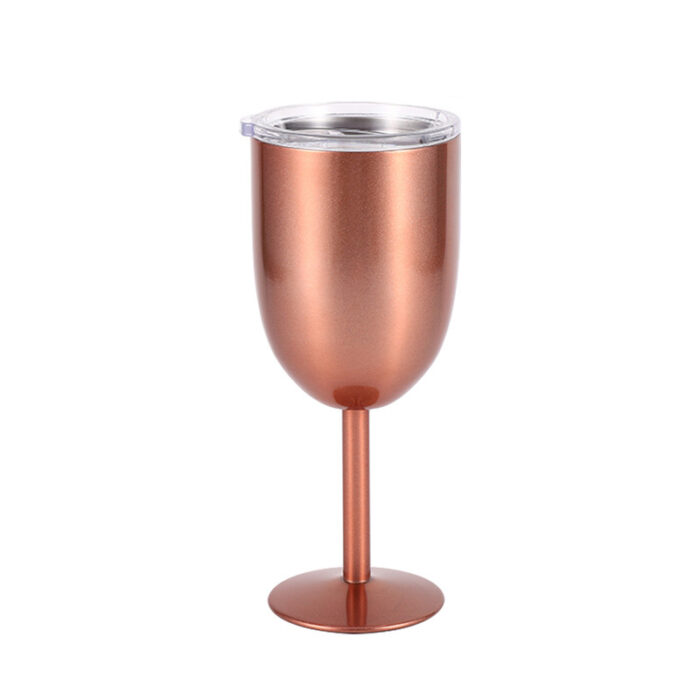 Stainless Steel Wine Glasses Tumbler Double Wall Insulated Goblet with Lid