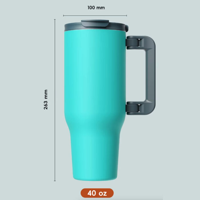 40 oz Tumbler with Foldable Handle And Straw Lid Insulated Stainless Steel Travel Coffee Mug
