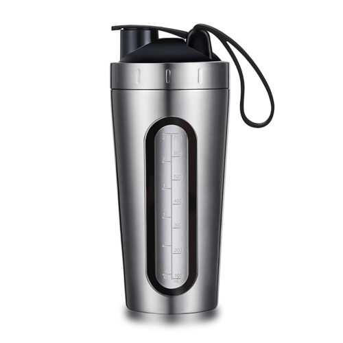 Stainless Steel Protein Shaker Bottle Cup with Visible Window Leakproof BPA Free