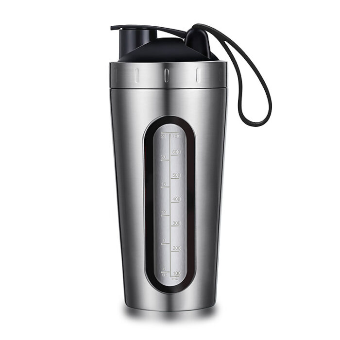 Stainless Steel Protein Shaker Bottle Cup with Visible Window Leakproof BPA Free