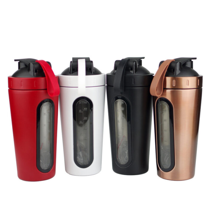 Stainless Steel Protein Shaker Bottle Cup with Visible Window Leakproof BPA Free