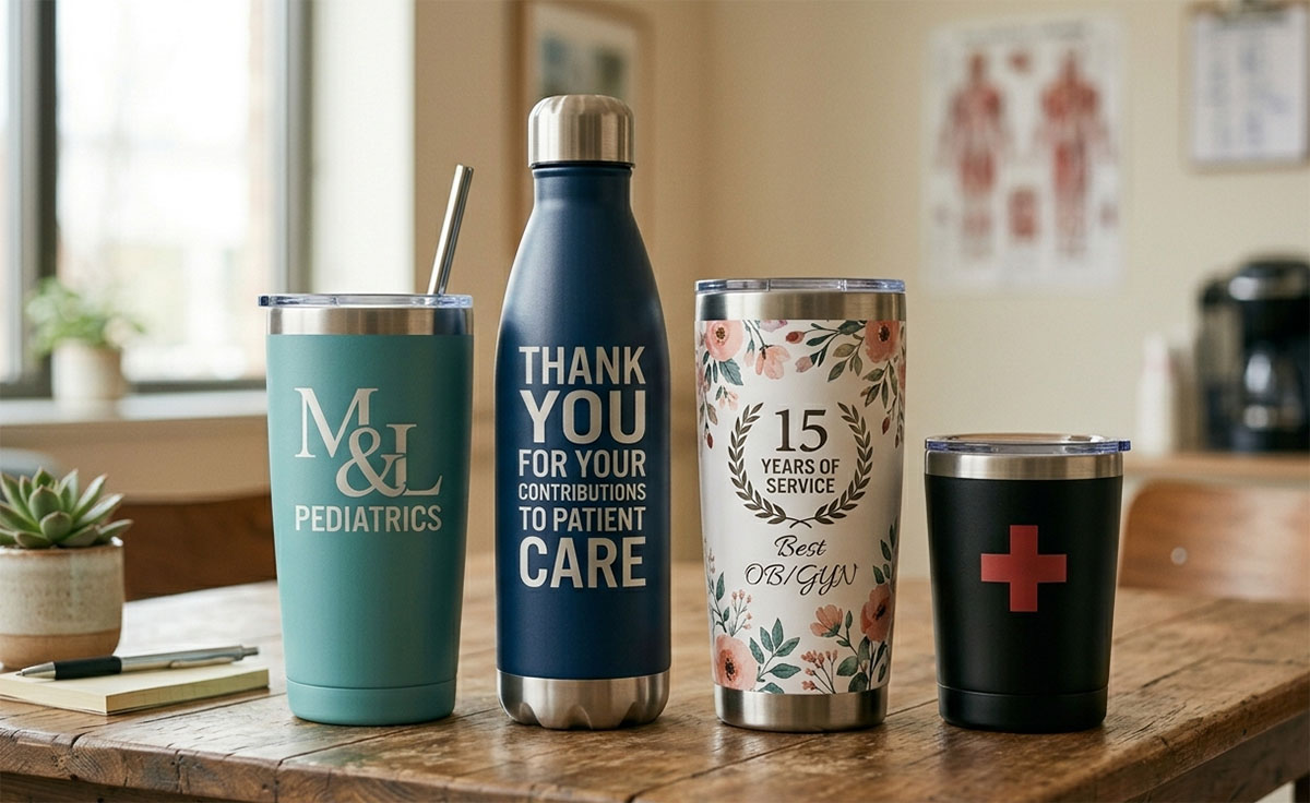 custom water bottles and tumblers for healthcare industry