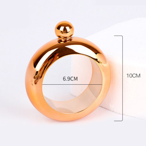 3.5oz Portable Bracelet Shape Hollow Round Hip Flask Smooth Stainless Steel Wine Pot for Party