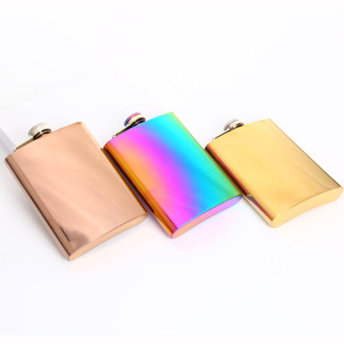 8 oz Stainless Steel Hip Flask Seven Color Electroplated Mini Portable for Barbecue Bar Party