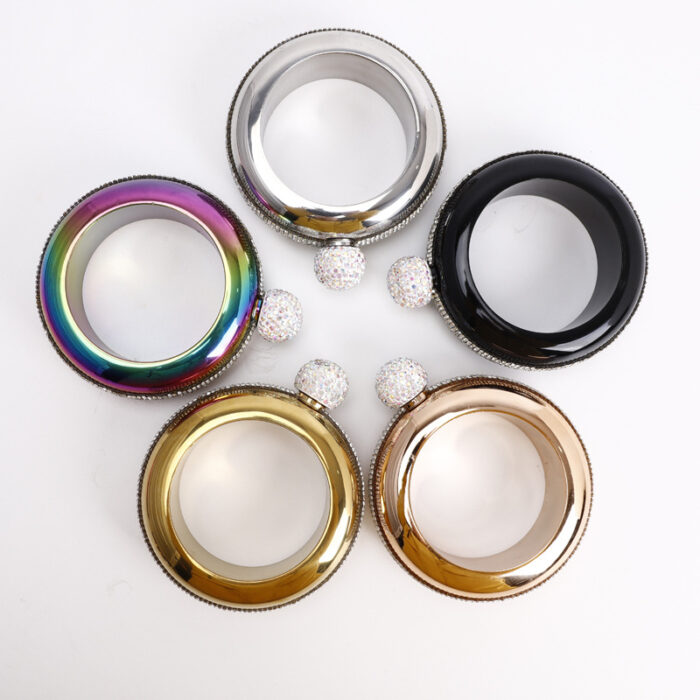 Bracelet Hip Flask Creative 304 Stainless Steel Whisky Liquor Bottle for Women Crystal Surround