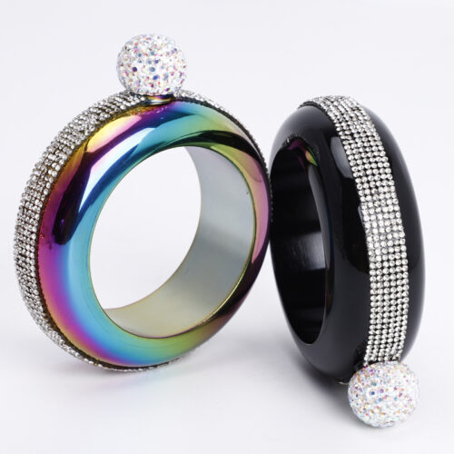 Bracelet Hip Flask Creative 304 Stainless Steel Whisky Liquor Bottle for Women Crystal Surround