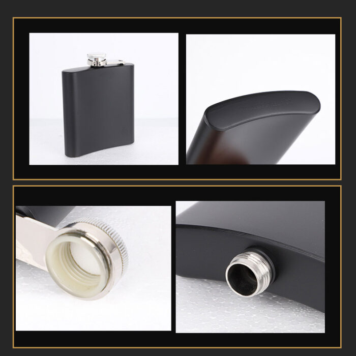 Customized Hip Flask for Liquor Whiskey Alcohol Matte Black Stainless Steel Leakproof