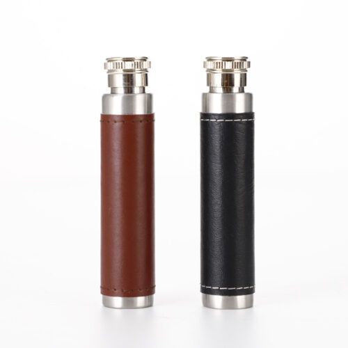 Mini Stainless Steel Tube Hip Flask 1oz Pocket Discreet Whiskey Liquor Bottle With Leather Cover