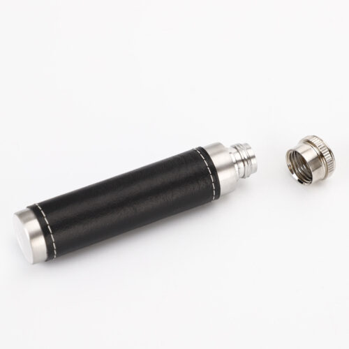 Mini Stainless Steel Tube Hip Flask 1oz Pocket Discreet Whiskey Liquor Bottle With Leather Cover