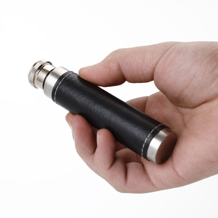 Mini Stainless Steel Tube Hip Flask 1oz Pocket Discreet Whiskey Liquor Bottle With Leather Cover
