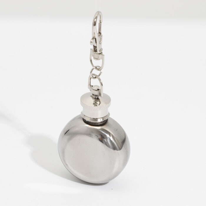 Personalized Mini Round Hip Flask with Keychain Stainless Steel Multifunctional Pocket Liquor Bottle