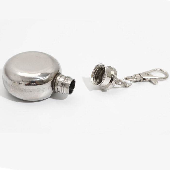 Personalized Mini Round Hip Flask with Keychain Stainless Steel Multifunctional Pocket Liquor Bottle