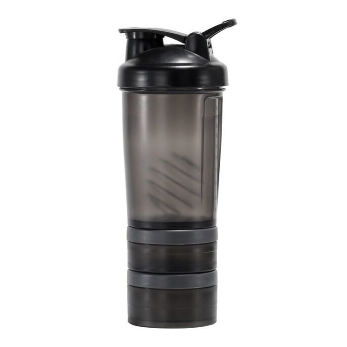 Protein Shaker Bottle with Pill Organizer and Powder Storage Container Gym Mixer Cup